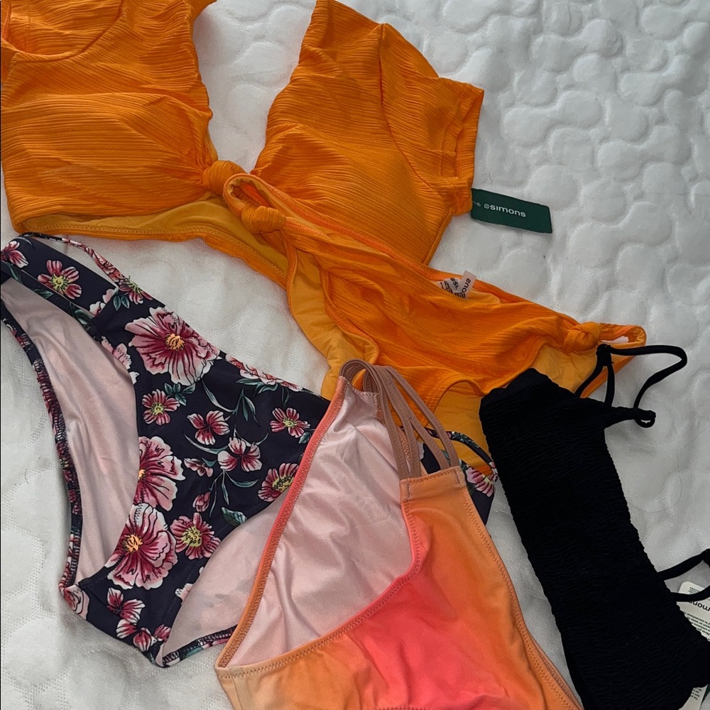Source Unknown Vibrant Bikini Set - Orange, Black… - image 1